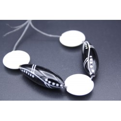 Set de perles noir et blanc en verre de Murano