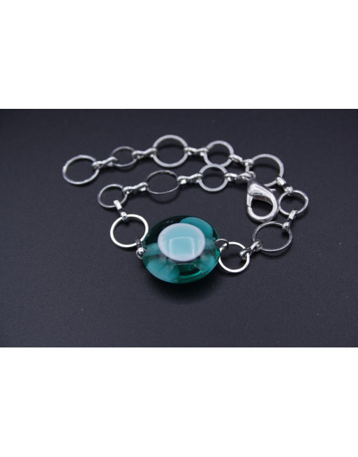 bracelet métal avec perle de verre murano