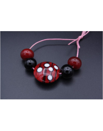 achetez kit perles en verre rouge et noir pour la création de bijoux