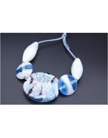 kit perles bleu et blanc de verre de murano pour la création de bijoux